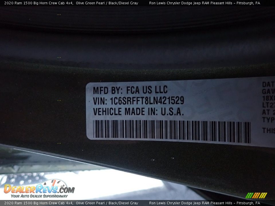 2020 Ram 1500 Big Horn Crew Cab 4x4 Olive Green Pearl / Black/Diesel Gray Photo #15