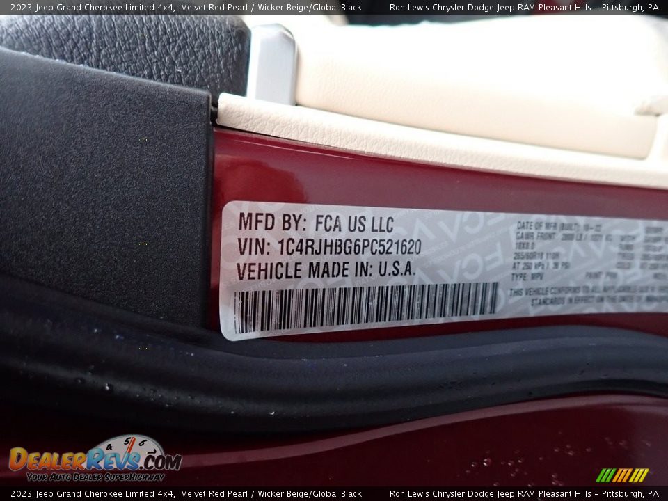 2023 Jeep Grand Cherokee Limited 4x4 Velvet Red Pearl / Wicker Beige/Global Black Photo #16