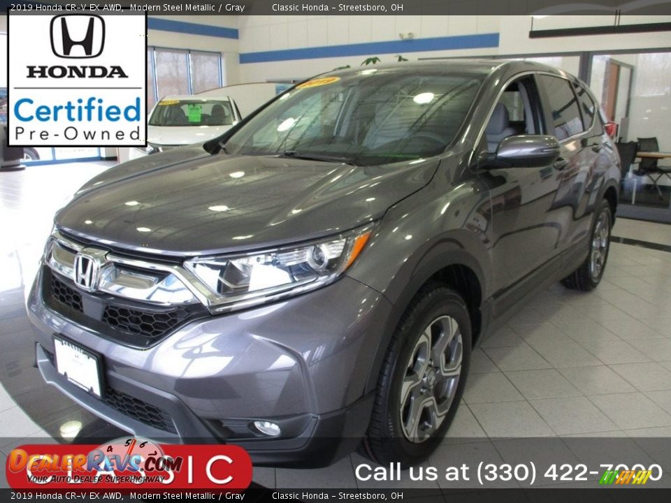 2019 Honda CR-V EX AWD Modern Steel Metallic / Gray Photo #1