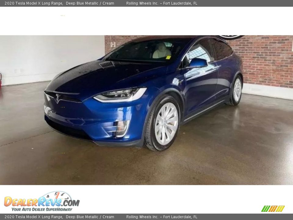 2020 Tesla Model X Long Range Deep Blue Metallic / Cream Photo #3