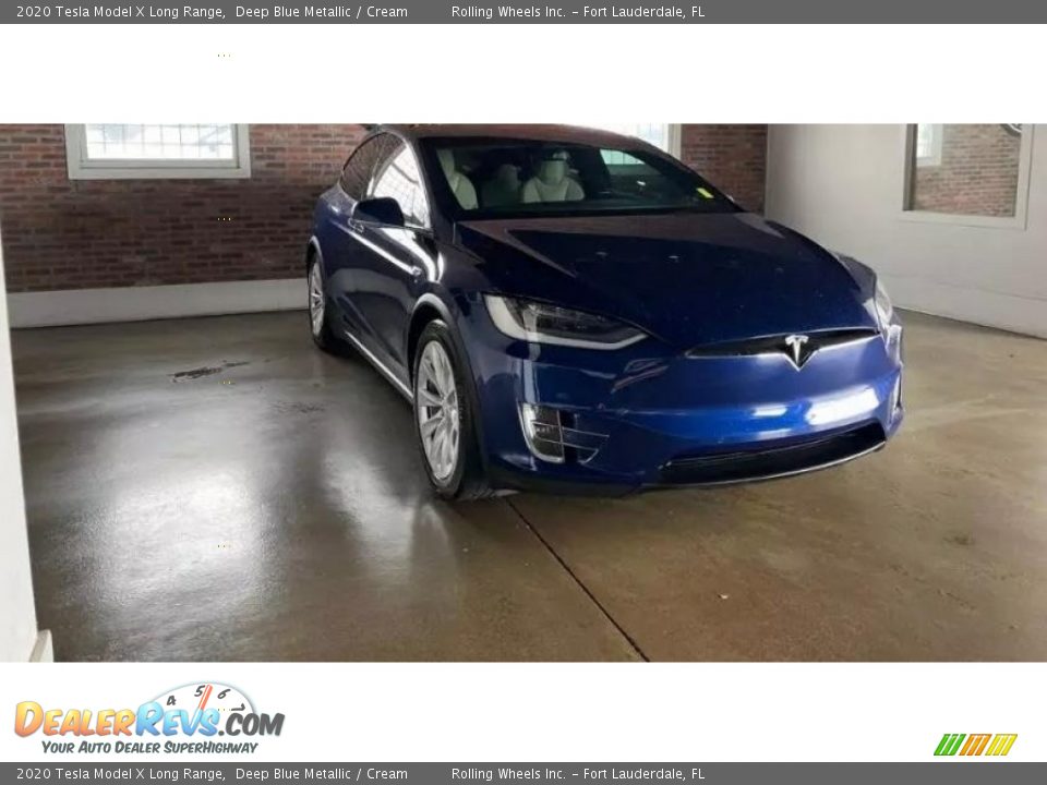 2020 Tesla Model X Long Range Deep Blue Metallic / Cream Photo #4