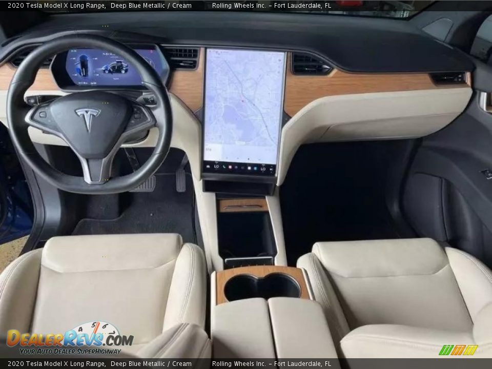 2020 Tesla Model X Long Range Deep Blue Metallic / Cream Photo #10