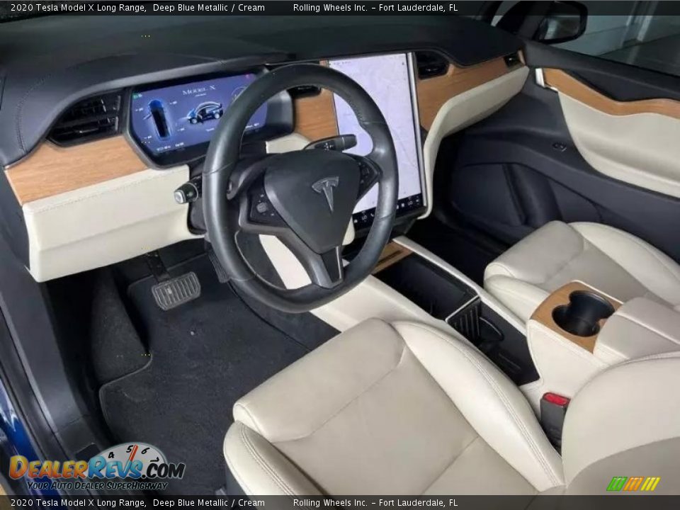 2020 Tesla Model X Long Range Deep Blue Metallic / Cream Photo #13