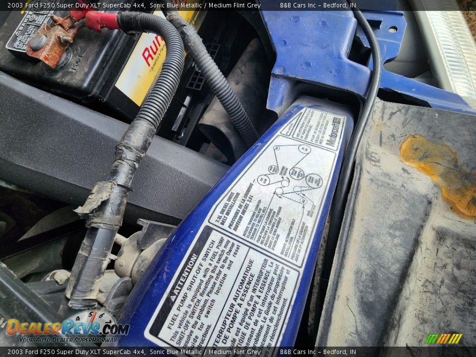 2003 Ford F250 Super Duty XLT SuperCab 4x4 Sonic Blue Metallic / Medium Flint Grey Photo #12
