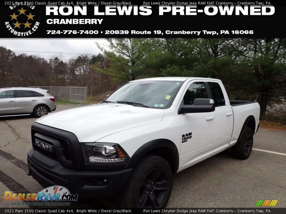 2021 Ram 1500 Classic Quad Cab 4x4 Bright White / Diesel Gray/Black Photo #1