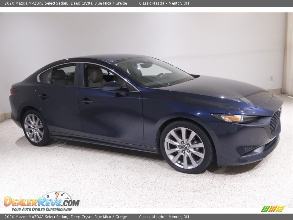 2020 Mazda MAZDA3 Select Sedan Deep Crystal Blue Mica / Greige Photo #1