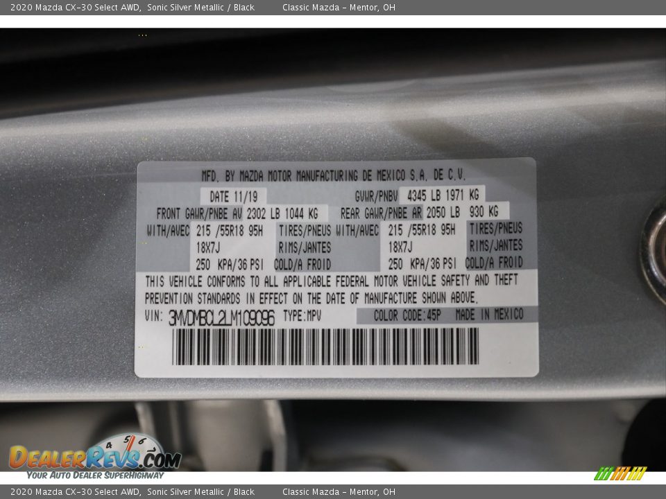 2020 Mazda CX-30 Select AWD Sonic Silver Metallic / Black Photo #20