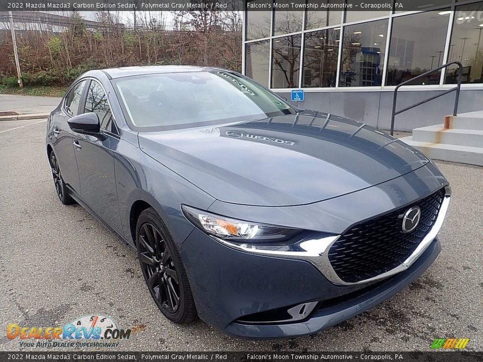 2022 Mazda Mazda3 Carbon Edition Sedan Polymetal Gray Metallic / Red Photo #8