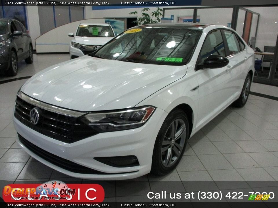 2021 Volkswagen Jetta R-Line Pure White / Storm Gray/Black Photo #1