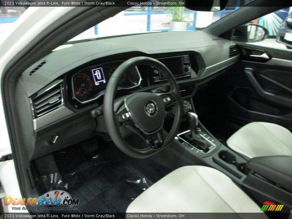 2021 Volkswagen Jetta R-Line Pure White / Storm Gray/Black Photo #28