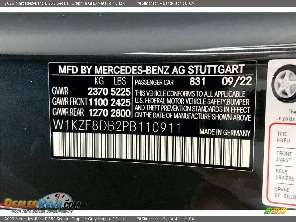 2023 Mercedes-Benz E 350 Sedan Graphite Gray Metallic / Black Photo #11