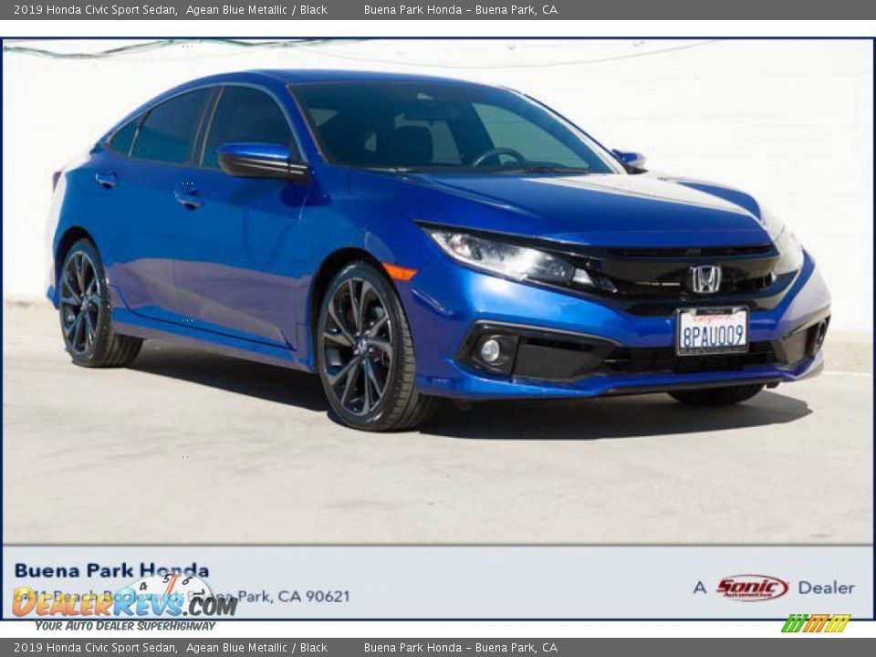 2019 Honda Civic Sport Sedan Agean Blue Metallic / Black Photo #1