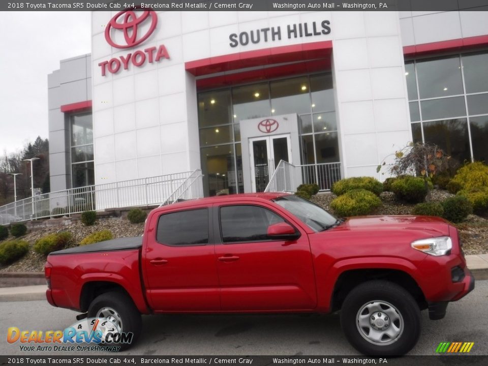 2018 Toyota Tacoma SR5 Double Cab 4x4 Barcelona Red Metallic / Cement Gray Photo #2