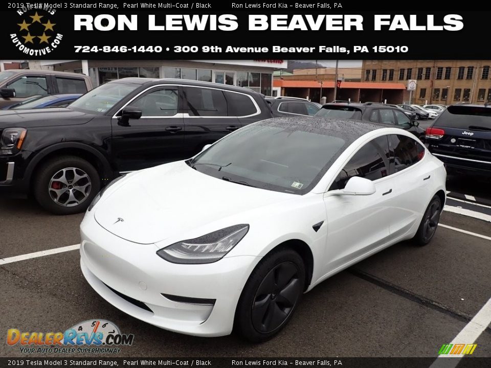 2019 Tesla Model 3 Standard Range Pearl White Multi-Coat / Black Photo #1