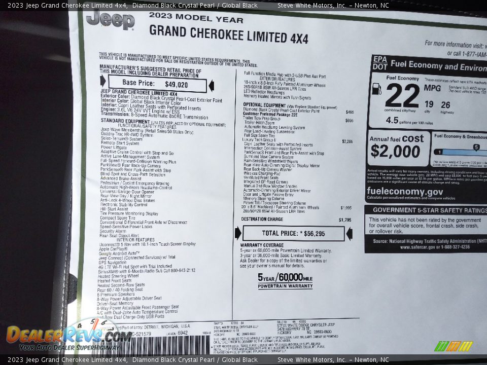 2023 Jeep Grand Cherokee Limited 4x4 Window Sticker Photo #31