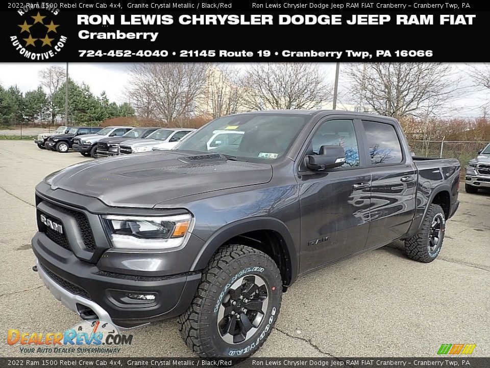 2022 Ram 1500 Rebel Crew Cab 4x4 Granite Crystal Metallic / Black/Red Photo #1