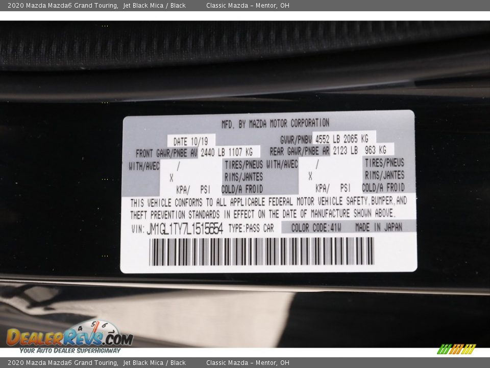 2020 Mazda Mazda6 Grand Touring Jet Black Mica / Black Photo #22