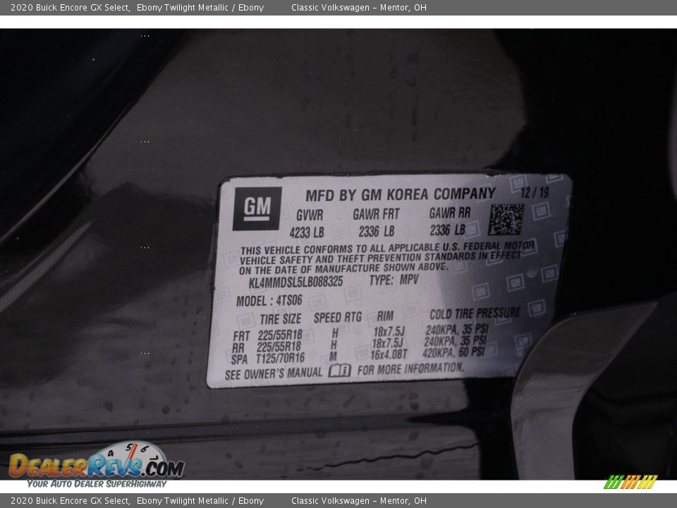 2020 Buick Encore GX Select Ebony Twilight Metallic / Ebony Photo #22