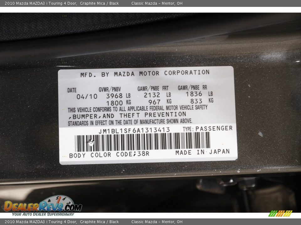 2010 Mazda MAZDA3 i Touring 4 Door Graphite Mica / Black Photo #22