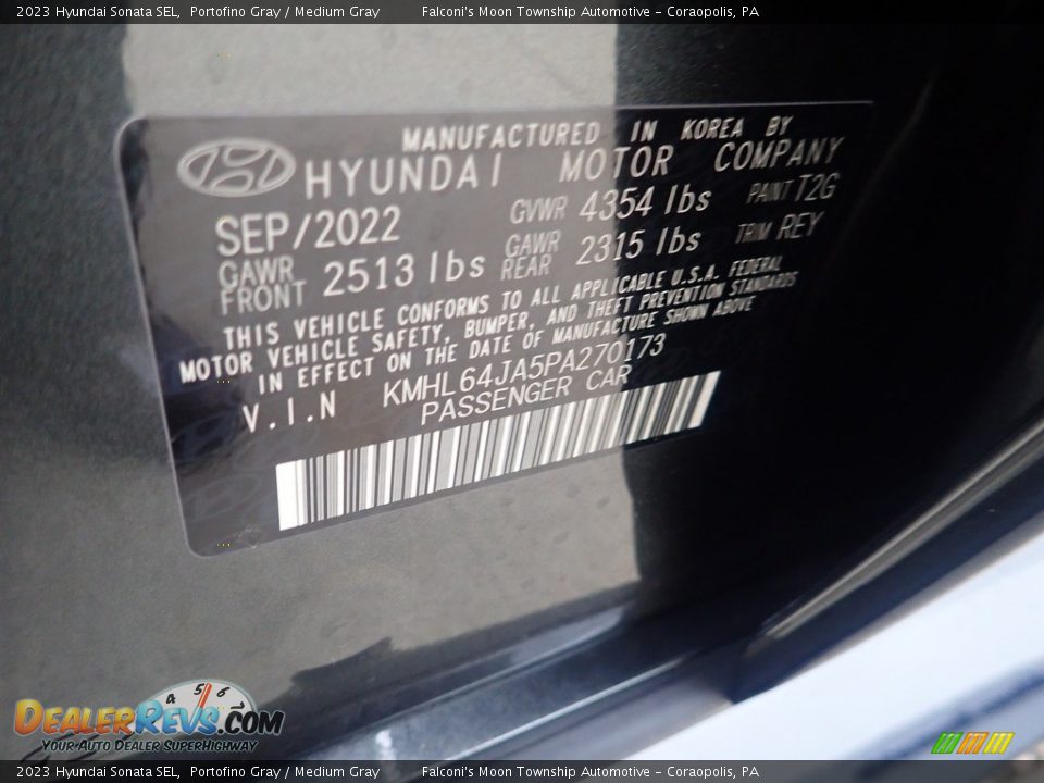 2023 Hyundai Sonata SEL Portofino Gray / Medium Gray Photo #18