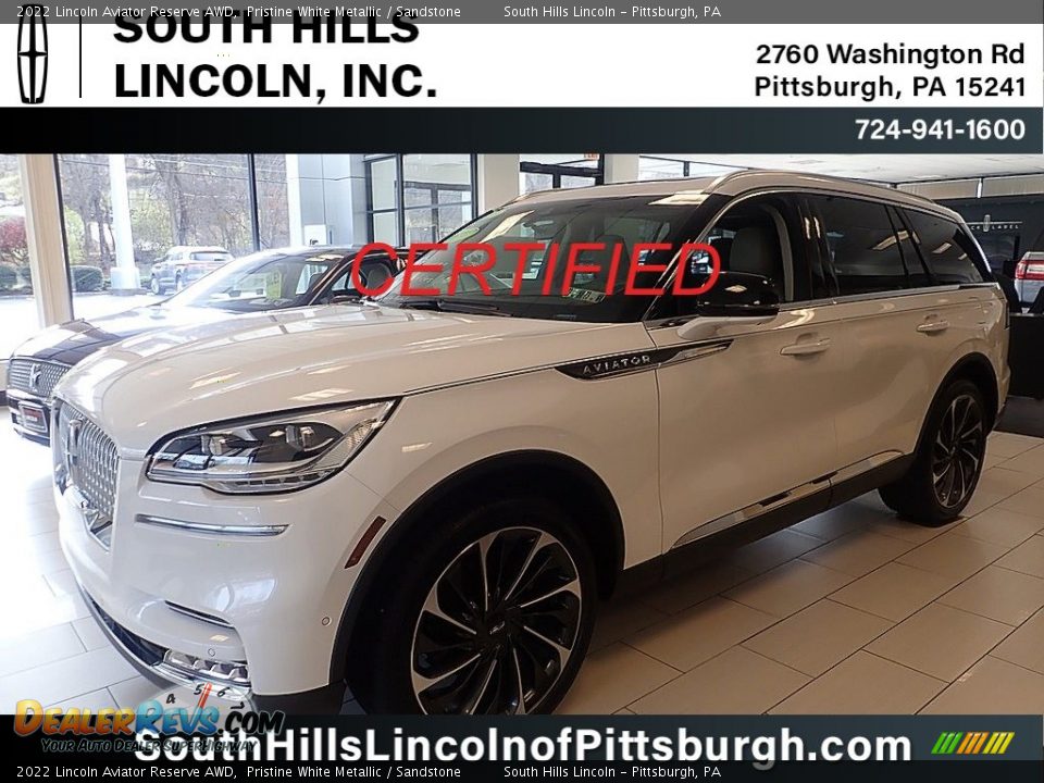 2022 Lincoln Aviator Reserve AWD Pristine White Metallic / Sandstone Photo #1