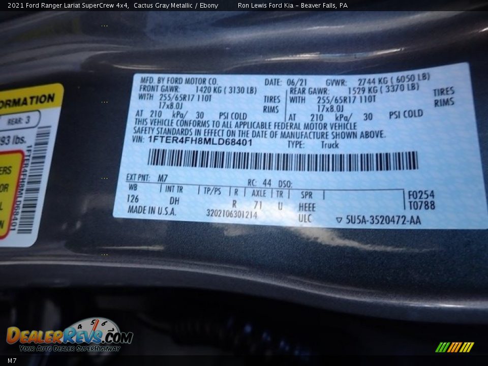 Ford Color Code M7 Cactus Gray Metallic