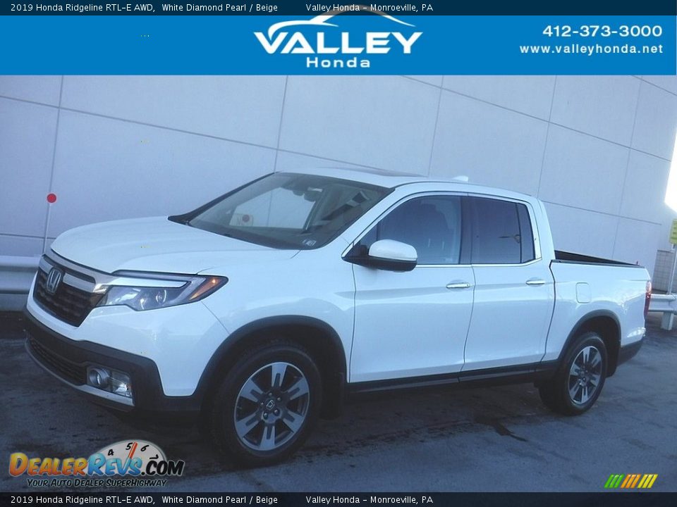 2019 Honda Ridgeline RTL-E AWD White Diamond Pearl / Beige Photo #1