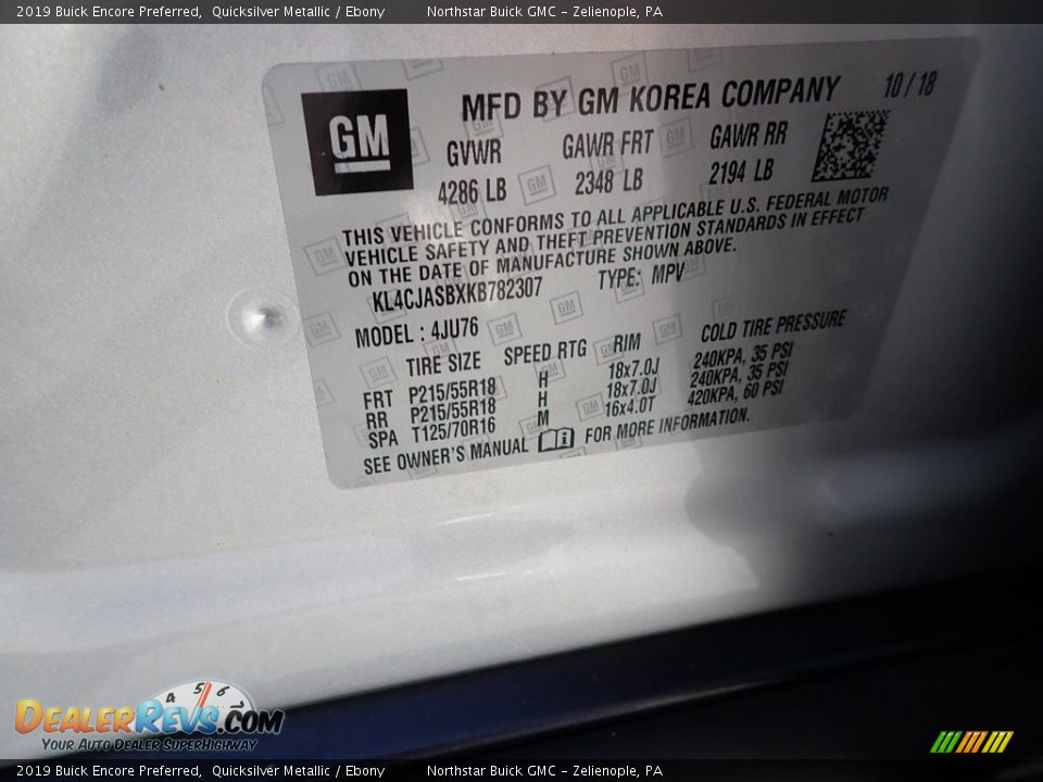2019 Buick Encore Preferred Quicksilver Metallic / Ebony Photo #30
