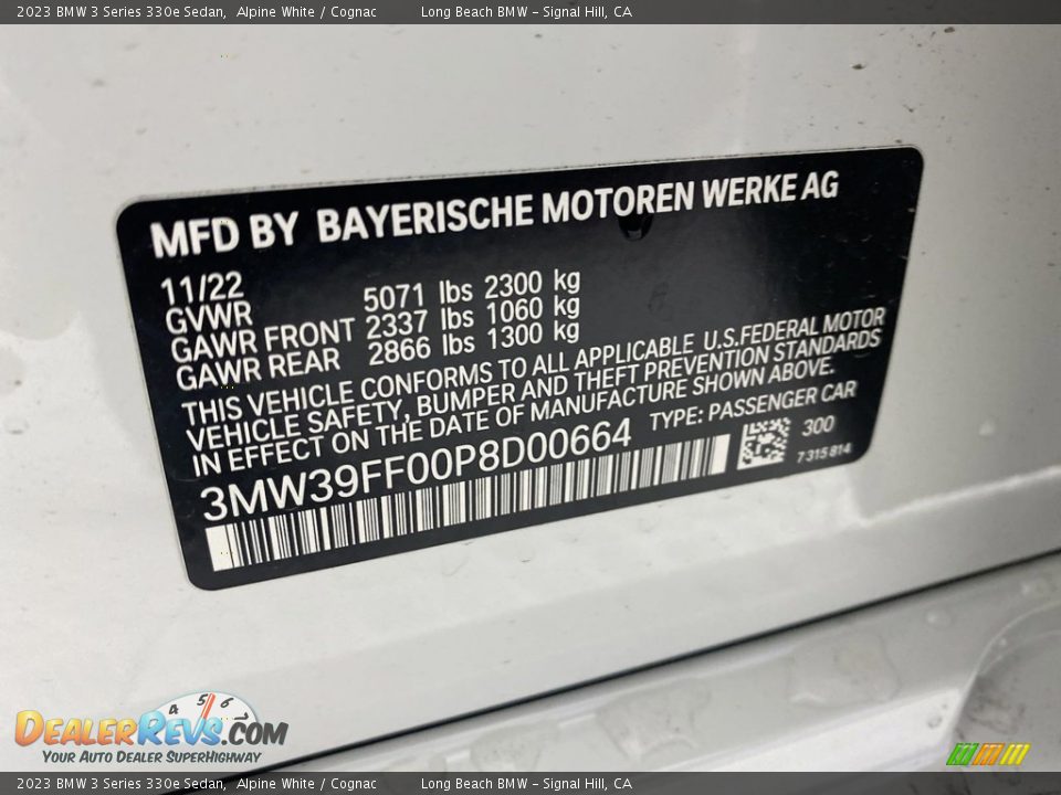 2023 BMW 3 Series 330e Sedan Alpine White / Cognac Photo #25