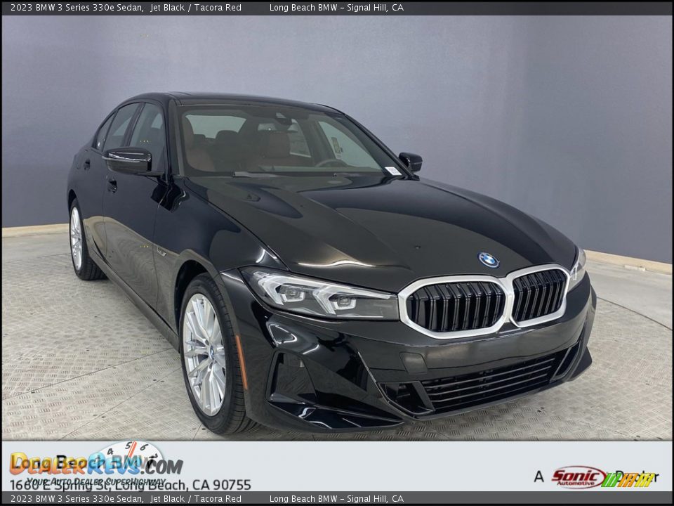 2023 BMW 3 Series 330e Sedan Jet Black / Tacora Red Photo #1