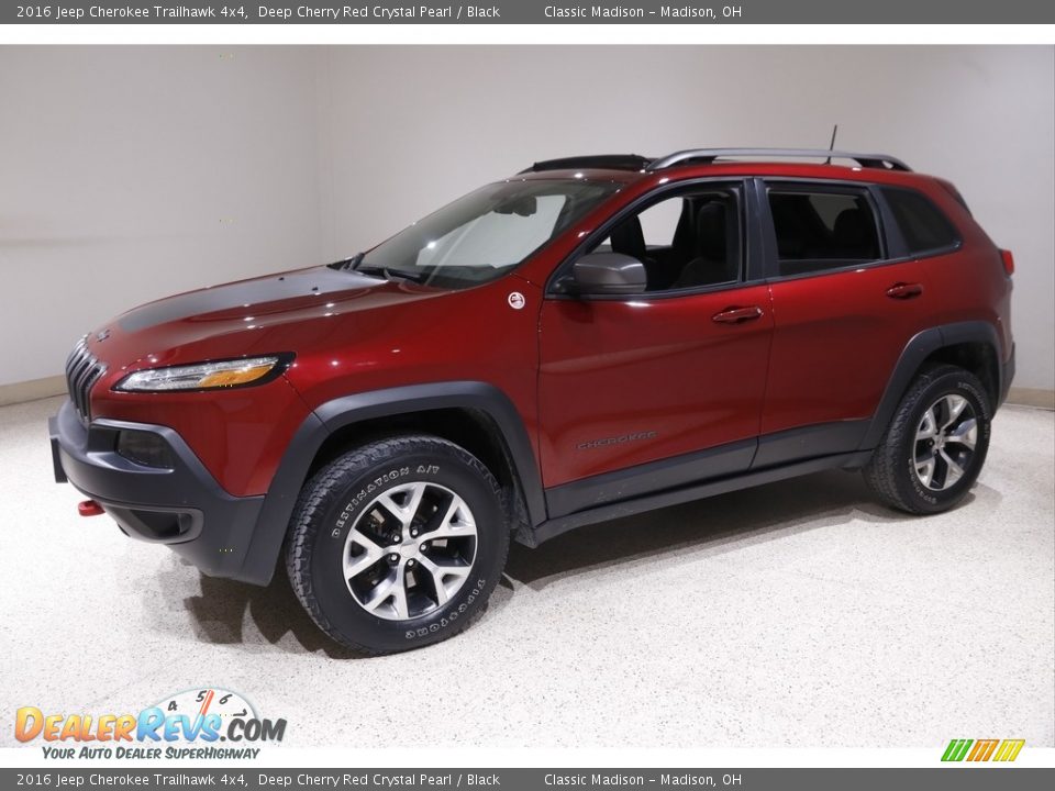 2016 Jeep Cherokee Trailhawk 4x4 Deep Cherry Red Crystal Pearl / Black Photo #3