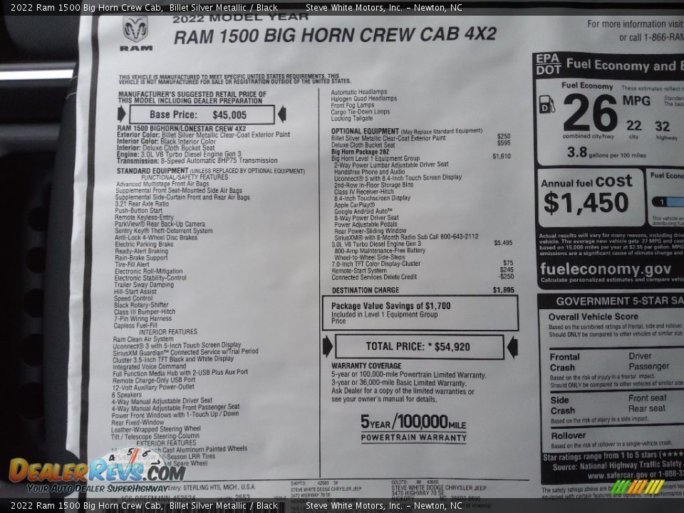 2022 Ram 1500 Big Horn Crew Cab Billet Silver Metallic / Black Photo #29