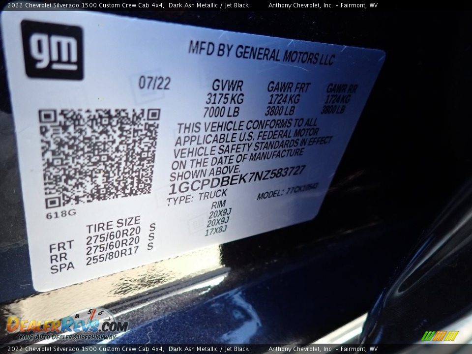 2022 Chevrolet Silverado 1500 Custom Crew Cab 4x4 Dark Ash Metallic / Jet Black Photo #15
