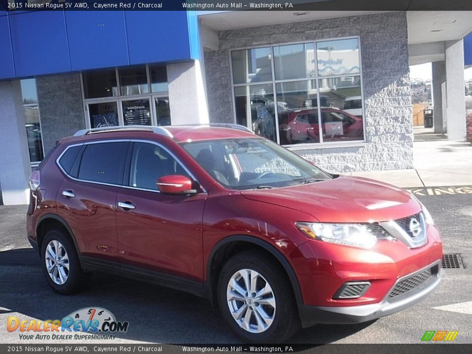 2015 Nissan Rogue SV AWD Cayenne Red / Charcoal Photo #1