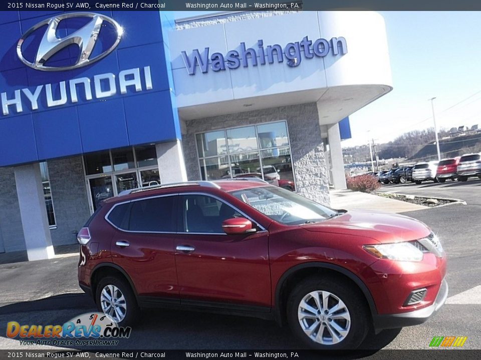 2015 Nissan Rogue SV AWD Cayenne Red / Charcoal Photo #2