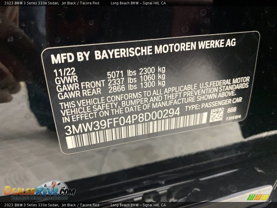 2023 BMW 3 Series 330e Sedan Jet Black / Tacora Red Photo #26