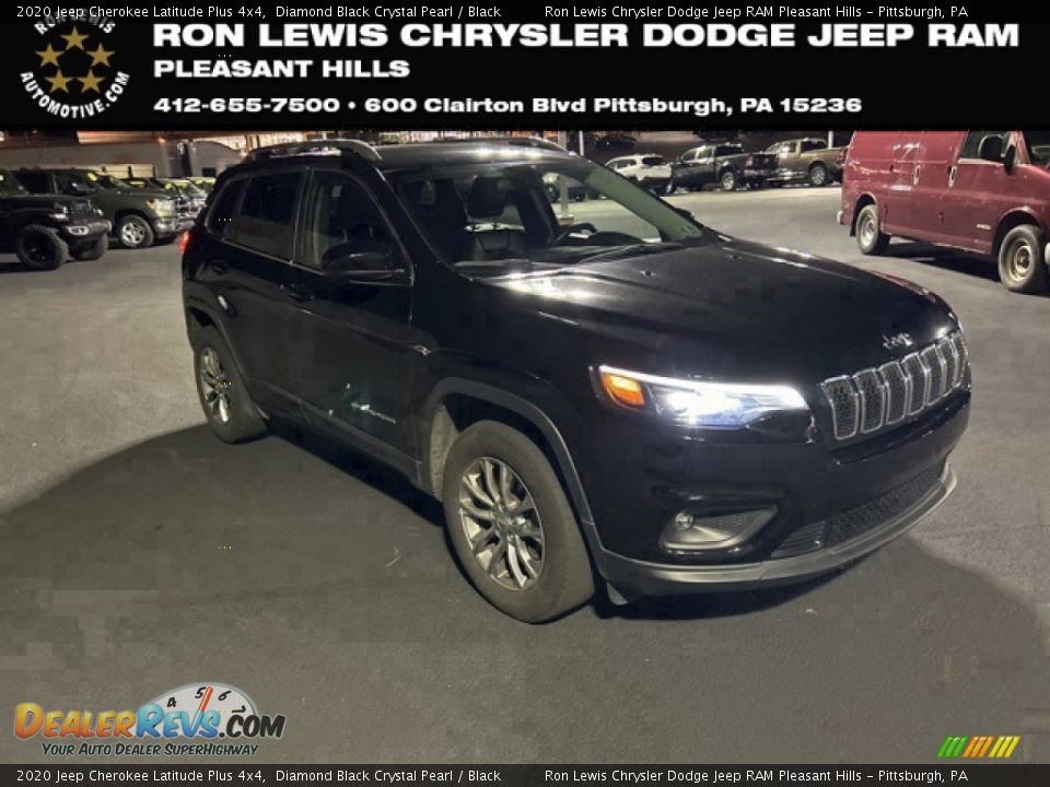 2020 Jeep Cherokee Latitude Plus 4x4 Diamond Black Crystal Pearl / Black Photo #1