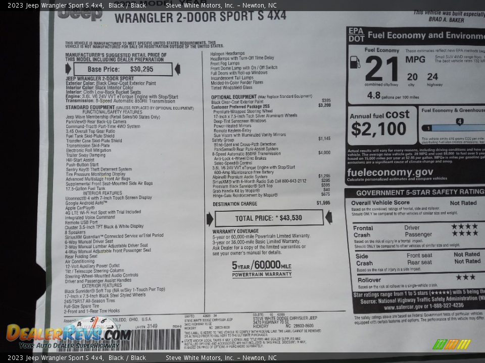 2023 Jeep Wrangler Sport S 4x4 Window Sticker Photo #27