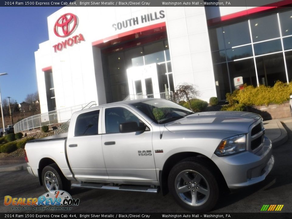 2014 Ram 1500 Express Crew Cab 4x4 Bright Silver Metallic / Black/Diesel Gray Photo #2