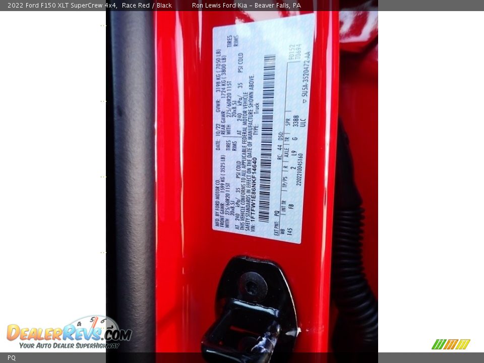 Ford Color Code PQ Race Red