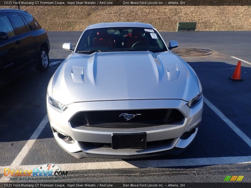 2015 Ford Mustang GT Premium Coupe Ingot Silver Metallic / Red Line Photo #3