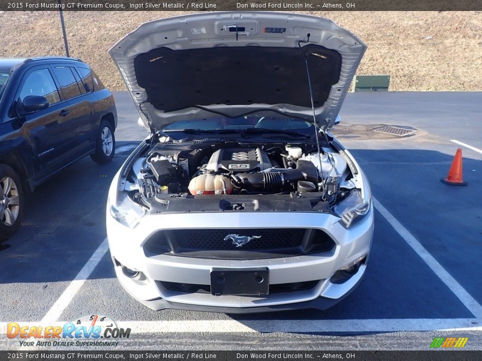 2015 Ford Mustang GT Premium Coupe Ingot Silver Metallic / Red Line Photo #4