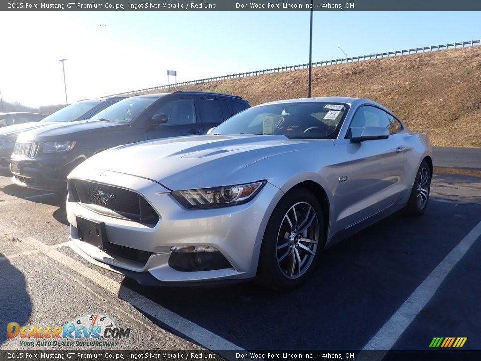 2015 Ford Mustang GT Premium Coupe Ingot Silver Metallic / Red Line Photo #6
