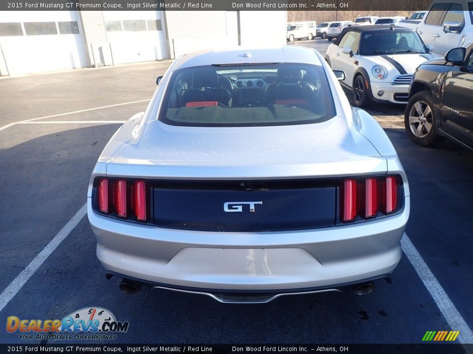 2015 Ford Mustang GT Premium Coupe Ingot Silver Metallic / Red Line Photo #9