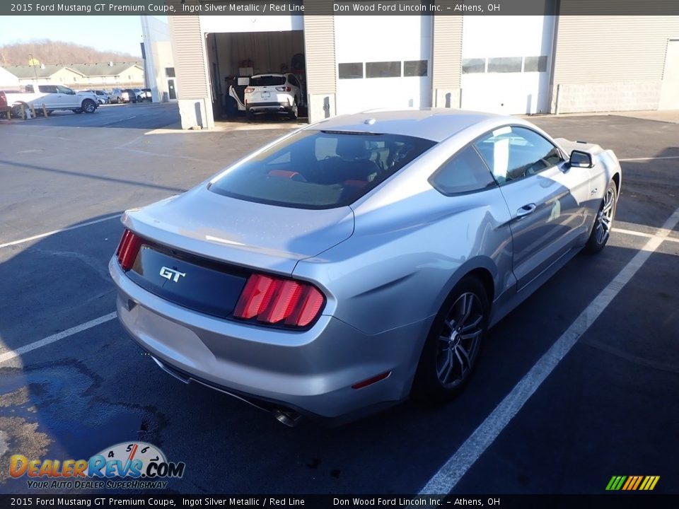 2015 Ford Mustang GT Premium Coupe Ingot Silver Metallic / Red Line Photo #10