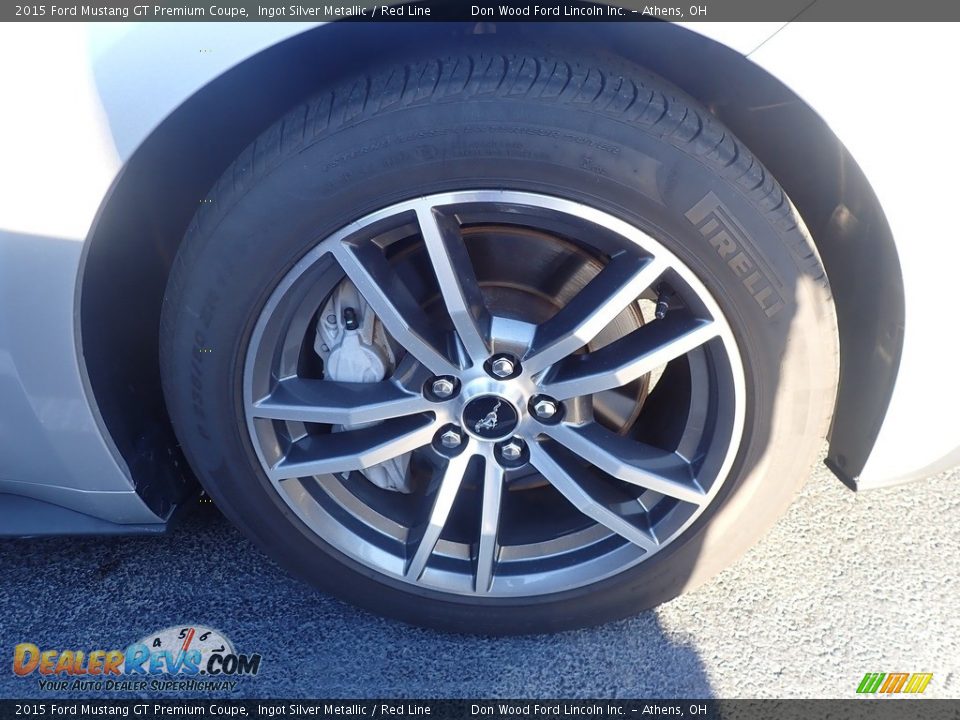 2015 Ford Mustang GT Premium Coupe Ingot Silver Metallic / Red Line Photo #13