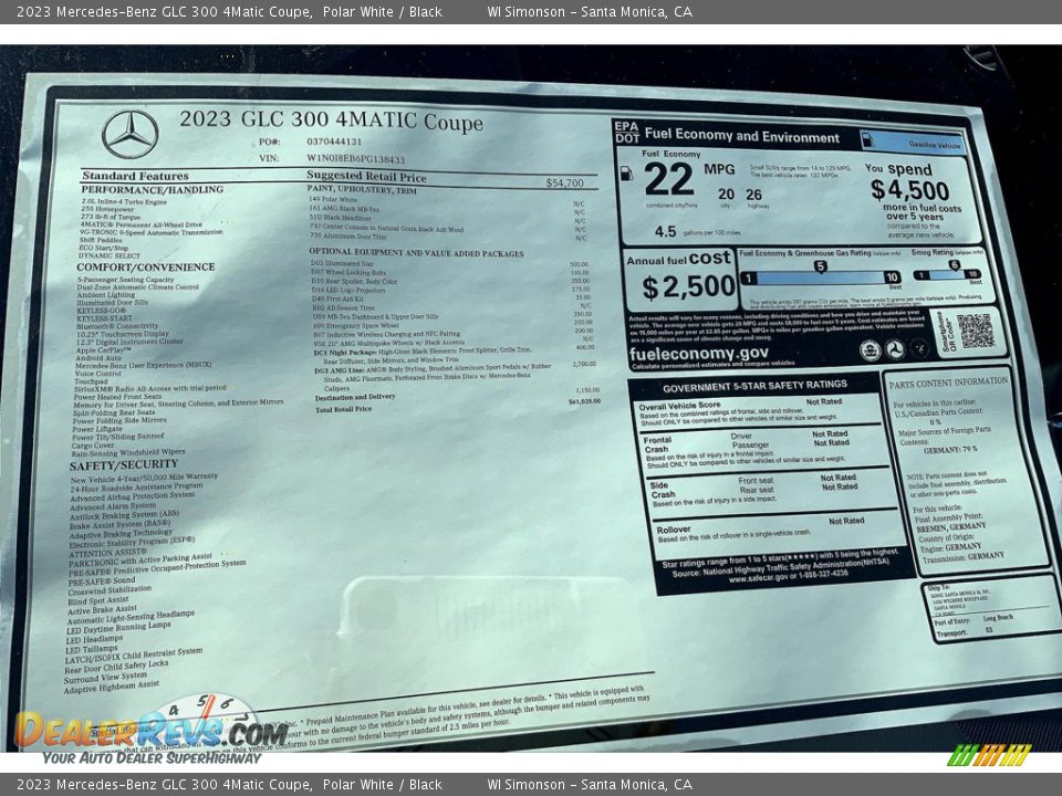 2023 Mercedes-Benz GLC 300 4Matic Coupe Window Sticker Photo #13