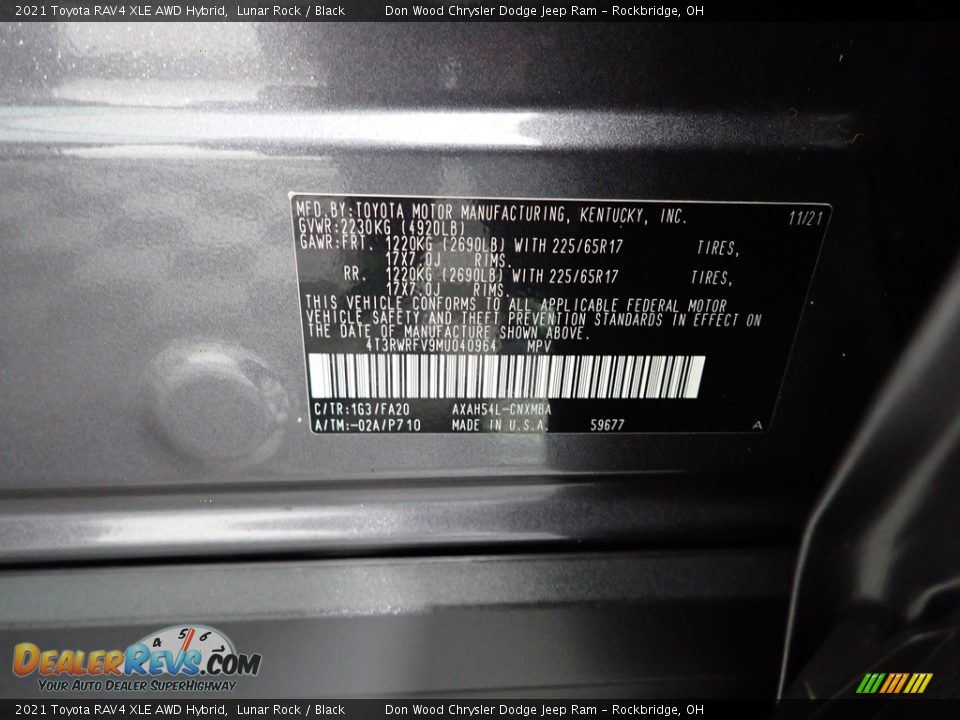 2021 Toyota RAV4 XLE AWD Hybrid Lunar Rock / Black Photo #32