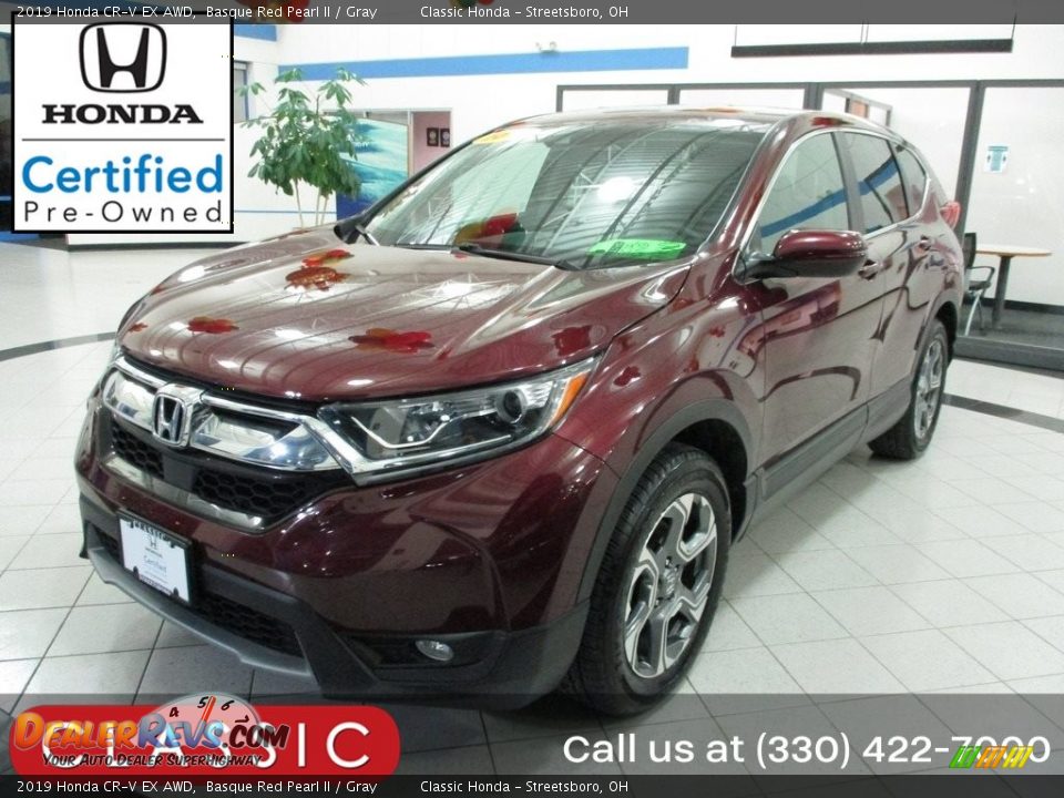 2019 Honda CR-V EX AWD Basque Red Pearl II / Gray Photo #1