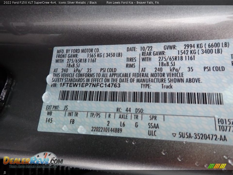 Ford Color Code JS Iconic Silver Metallic